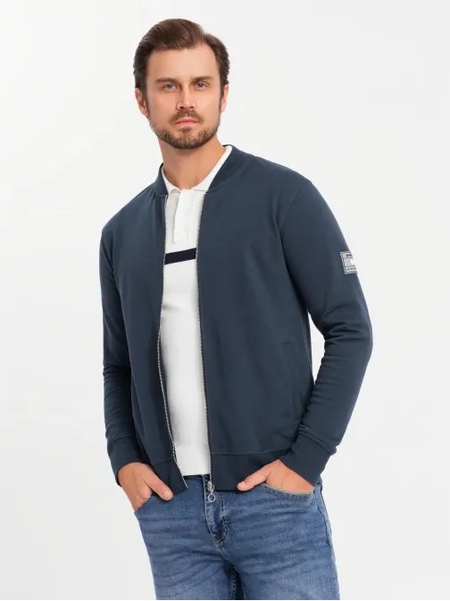Zajímavá tmavě modrá bomber mikina V4 SSZP-0215