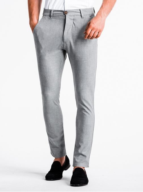 Elegantní pánské chinos kalhoty světlo šedé P832