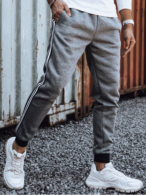 Pánské grafitové tepláky s ozdobným pasem