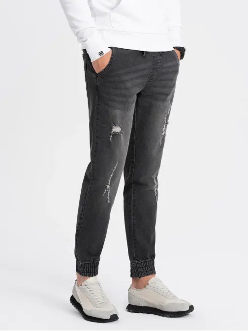 Módní pánské černé joggery V2 PADJ-0150