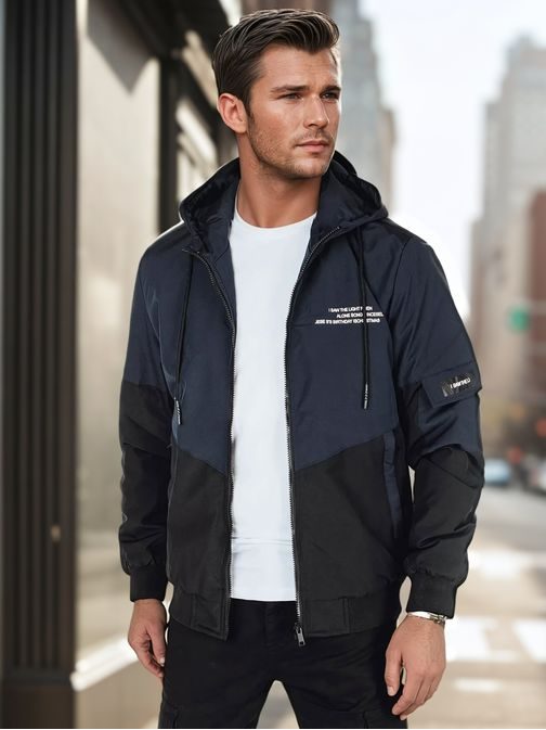 Trendy tmavě modrá sportovní bunda