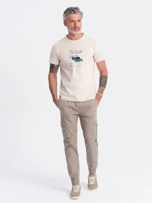Trendy béžové jogger kalhoty V2 PAJO-0123