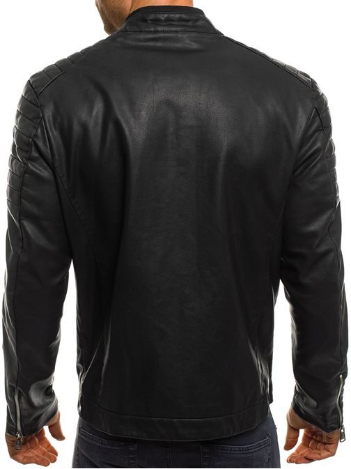 Černá moderní pánská kožená bunda J.BOYZ 8019