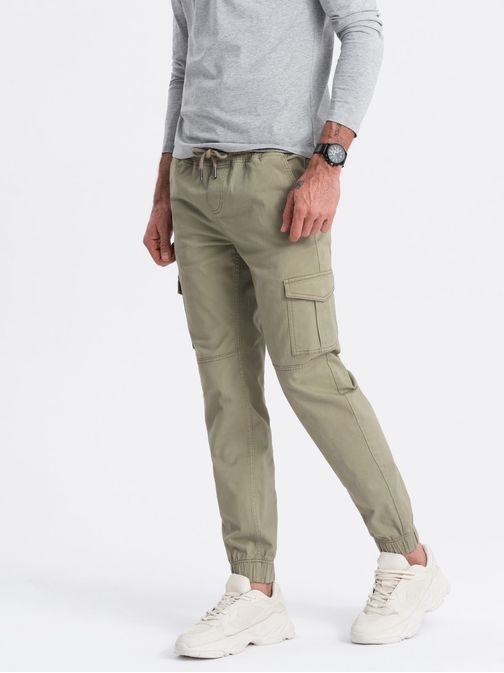 Trendy khaki jogger kalhoty V1 PAJO-0123