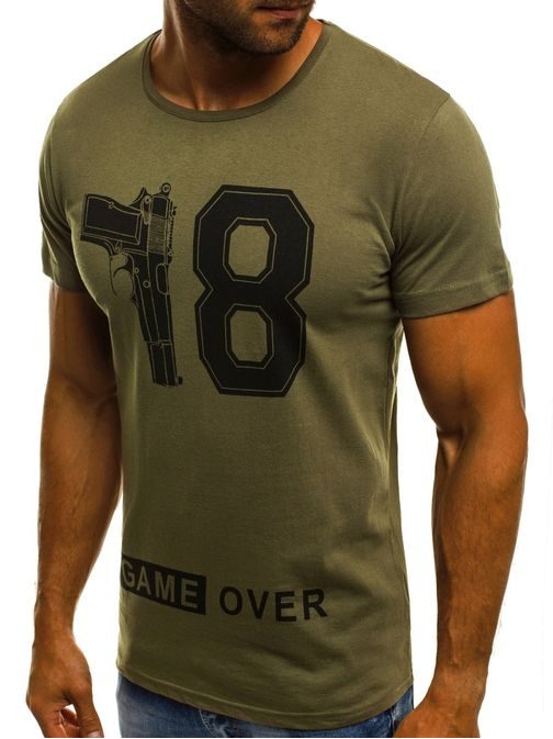 Pánské khaki tričko "GAME OVER" O/1174