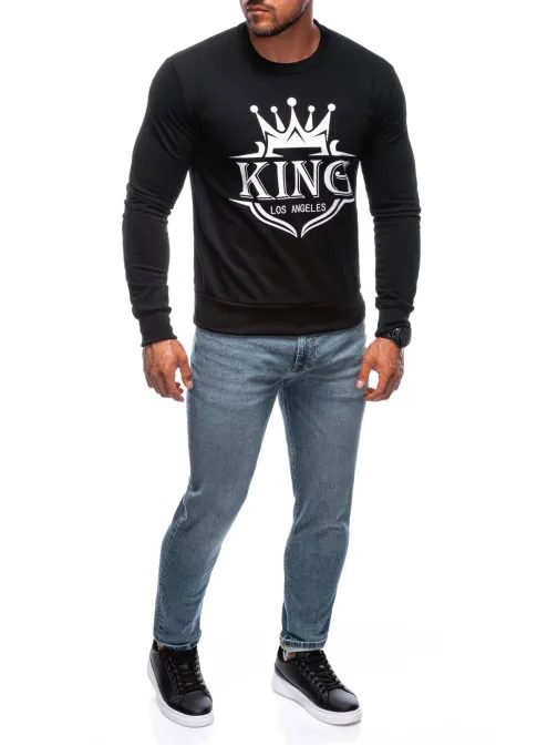 Moderní černá mikina s trendy nápisem B1680
