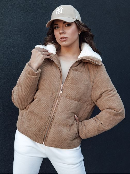 Dámská módní tmavě béžová zimní bunda Trendyglam