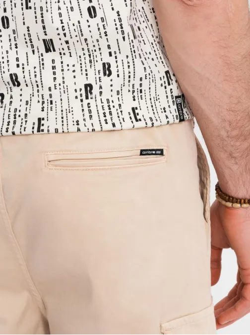 Jedinečné béžové šortky s kapsami V3 SRCG-0190