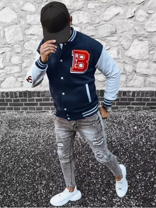 Originální granátová mikina ve stylu baseball