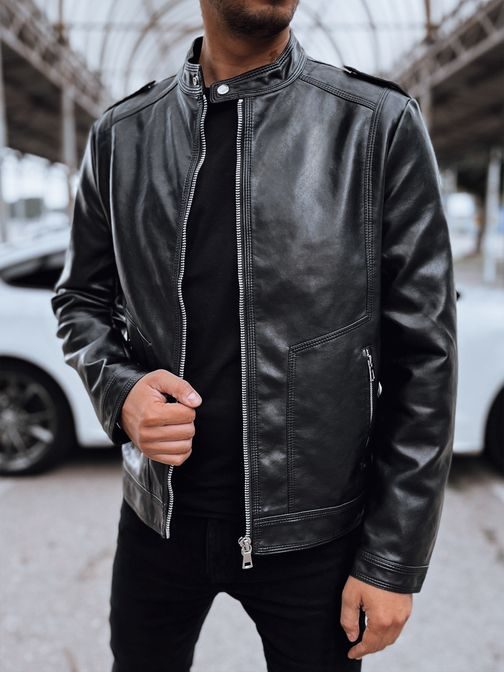 Atraktivní pánská černá koženková bunda