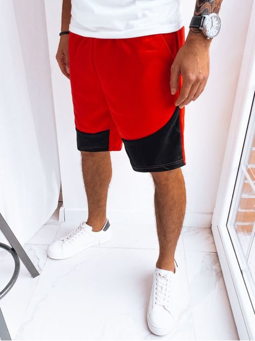 Dvojbarevné sportovní kraťasy v červeno-černé barvě