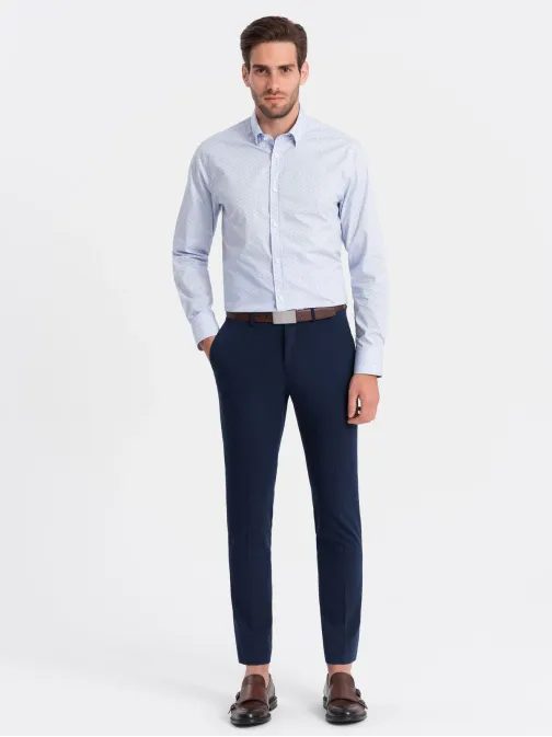 Zajímavá jasně modrá košile s trendy vzorem V7 SHCS-0156