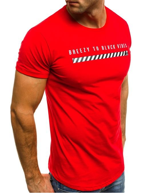 Červené pánské módní tričko OZONEE B/181000