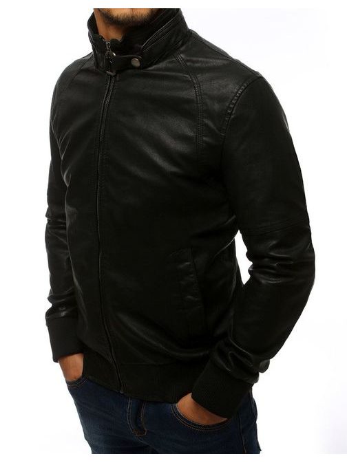 Moderní černá koženková bunda