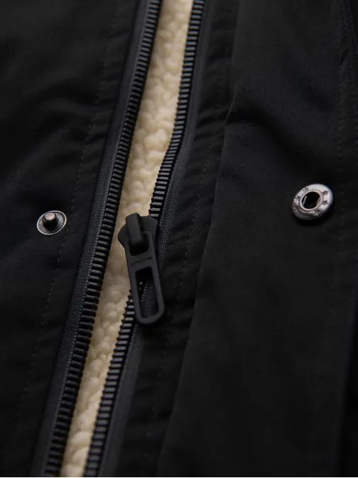 Pánská teplá bunda v černé barvě OM-JAHP-0302