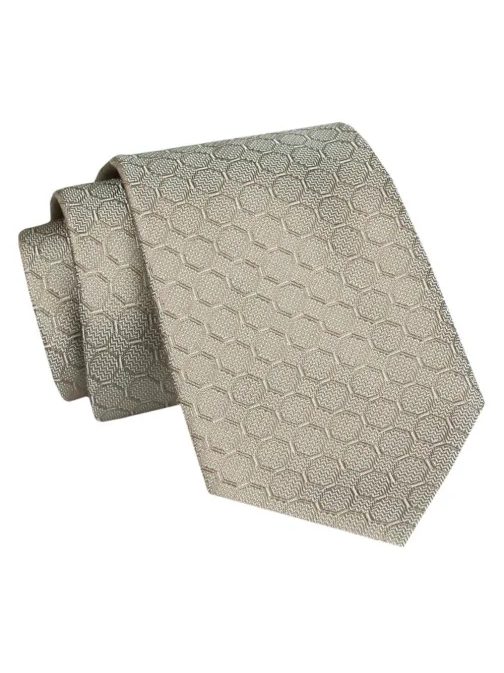 Béžová kravata s geometrickým vzorem Angelo di Monti