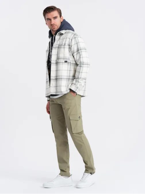 Olivové sportovní kalhoty pro muže v2 om-pacg-0196