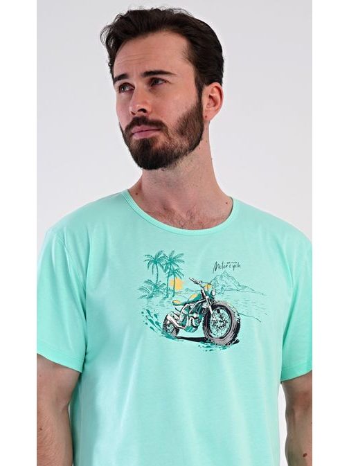Krátké mátové pánské pyžamo Moto trip