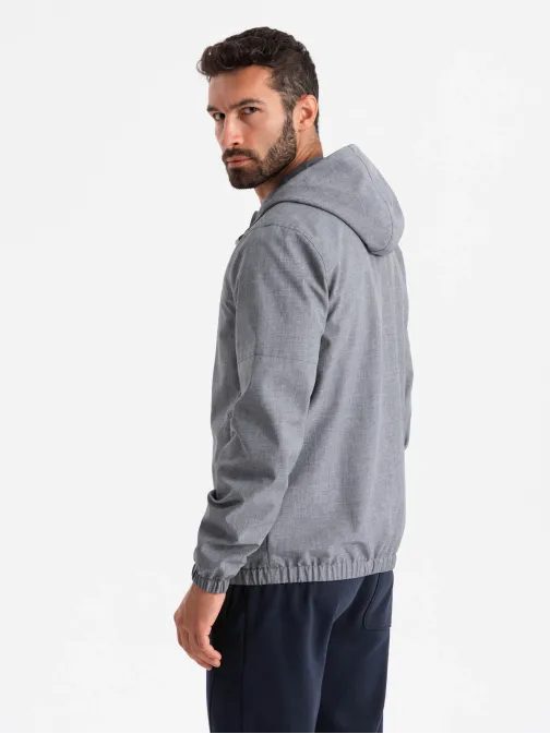 Pohodlná šedá přechodná sportovní bunda V3 JANP-0136