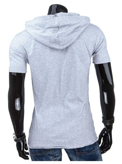 Pánské moderní šedé tričko s kapucí