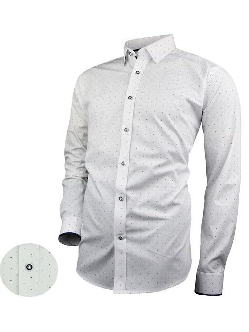 Stylová pánská bílá košile s jemným vzorem