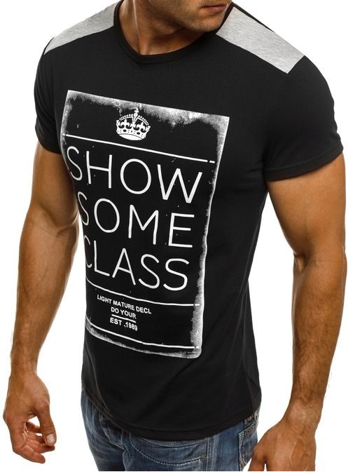 SHOW SOME CLASS černé módní pánské tričko J.STYLE SS168