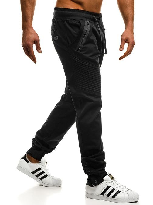 Černé chinos jogger kalhoty pánské OZONEE A/0952