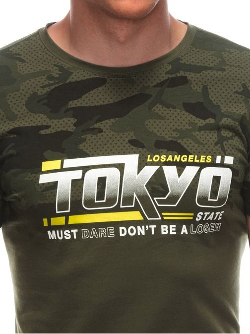 Khaki tričko s nápisem Tokyo S1925