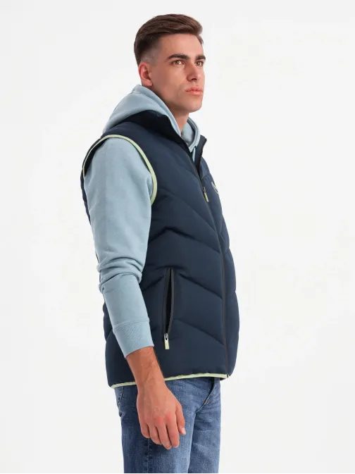 Trendy tmavě modrá prošívaná vesta V3 JAVJ-0210