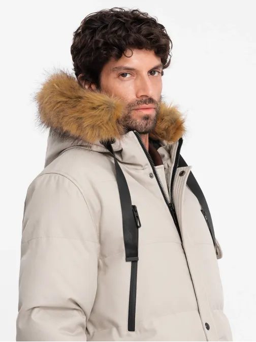 Zimní béžová parka V5 JALP-0182