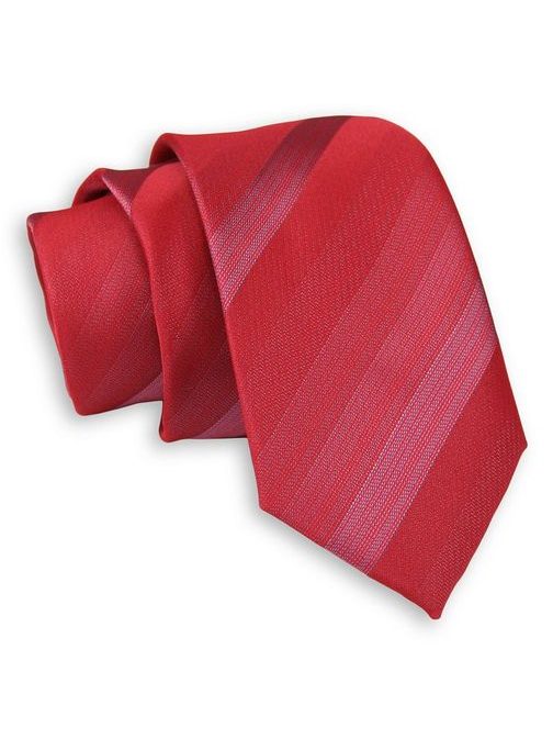 Červená kravata s jemným pruhováním