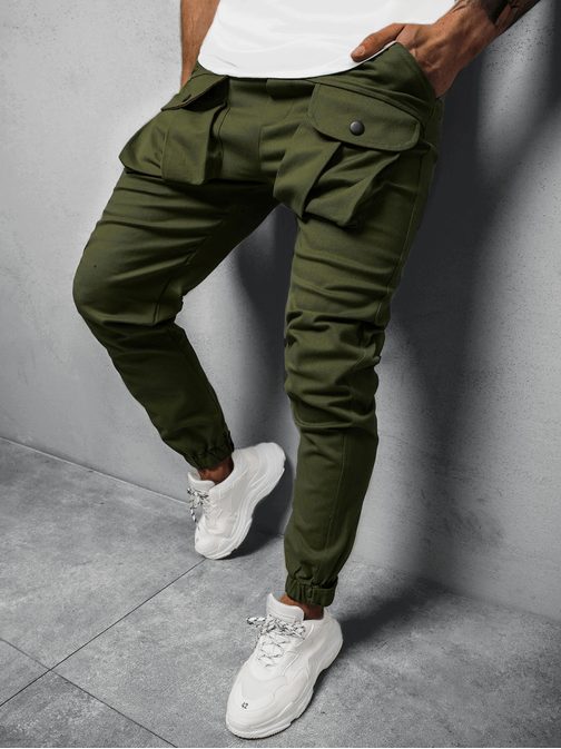 Stylové khaki jogger kalhoty G/11144