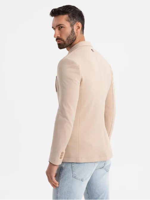 Sportovní béžové slim fit sako V5 BLZB-0101