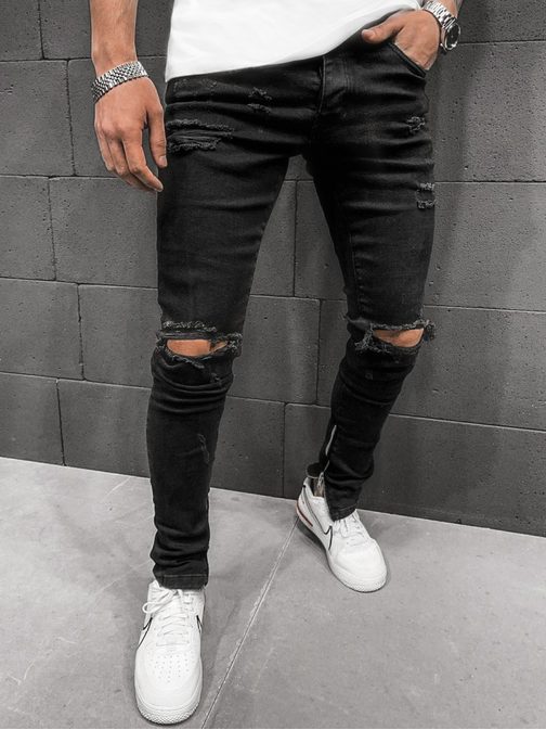 Moderní roztrhané černé džíny O/B5788/1