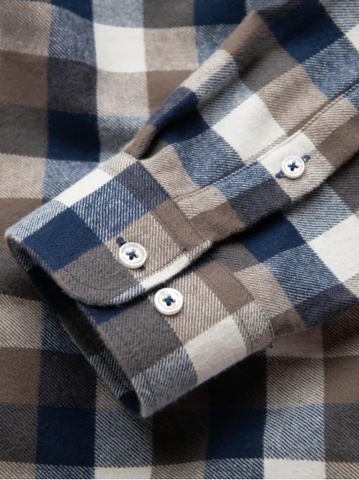 Trendy flanelová károvaná hnědo granátová košile V1 SHCS-0157