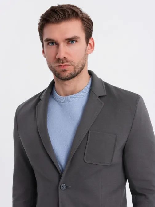 Sportovní grafitové sako slim fit V1 BLZB-0101