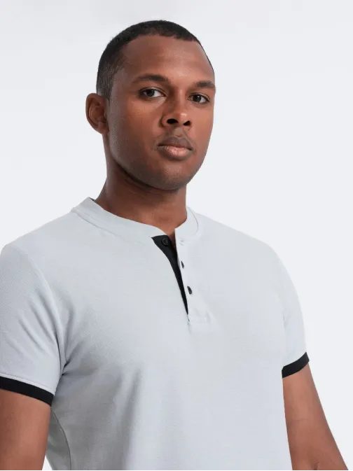 Pohodlná trendy šedá polokošile V10 TSCT-0156