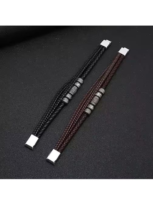 Trojitý designový pánský náramek hnědý