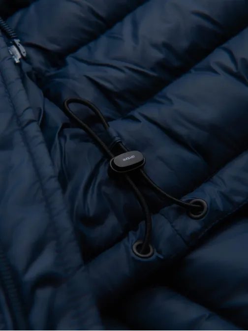 Jedinečná modrá prošívaná bunda s vysokým límcem V1 JALP-0231