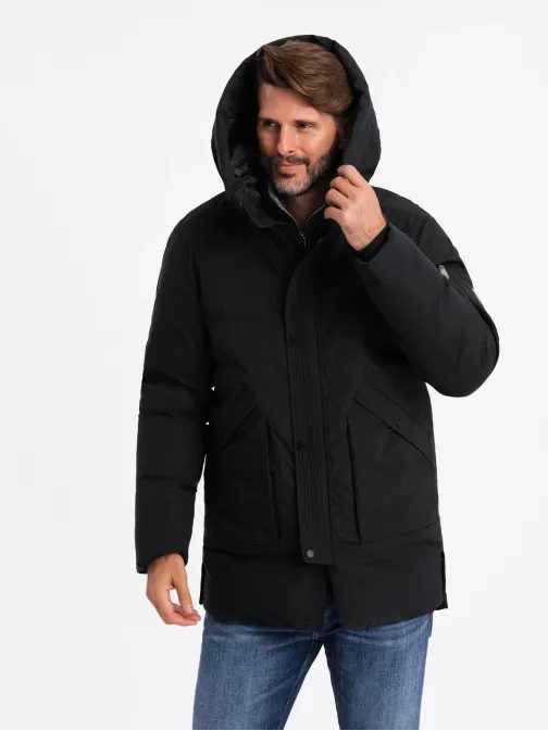 Atraktivní černá parka na zimu V1 JALJ-0202