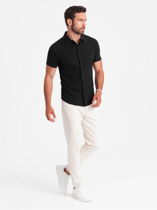 Trendy černá košile V4 SHSS-0100