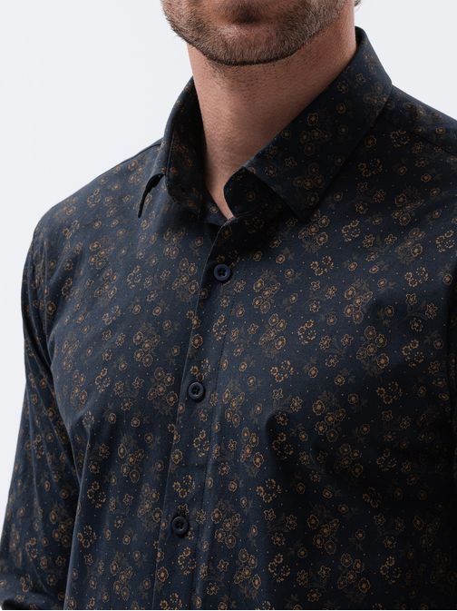 Tmavě granátová elegantní košile s dlouhým rukávem K594