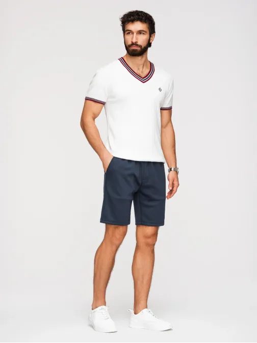 Trendy tmavě modré pánské šortky s logem V4 SRBC-0153