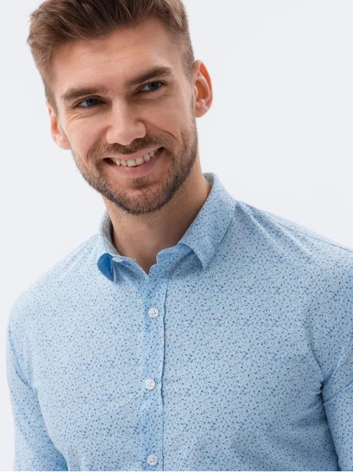 Světle modrá košile s jemným vzorem V3 K634