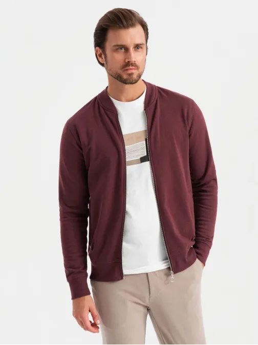 Zajímavá vínová bomber mikina V13 SSZP-0215