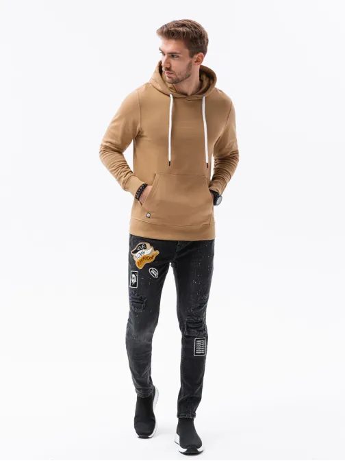 Trendy hnědá mikina B1147