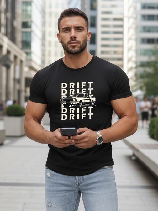 Černé tričko s originálním nápisem DRIFT