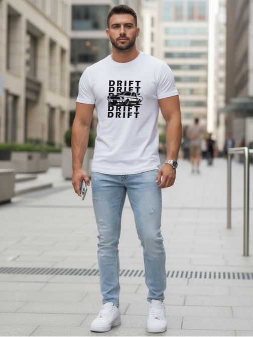 Bílé tričko s originálním nápisem DRIFT