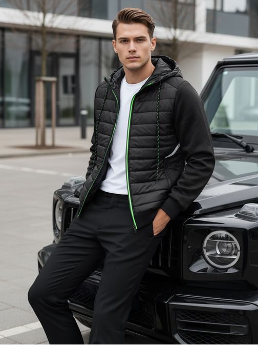 Černá přechodná prošívaná bunda