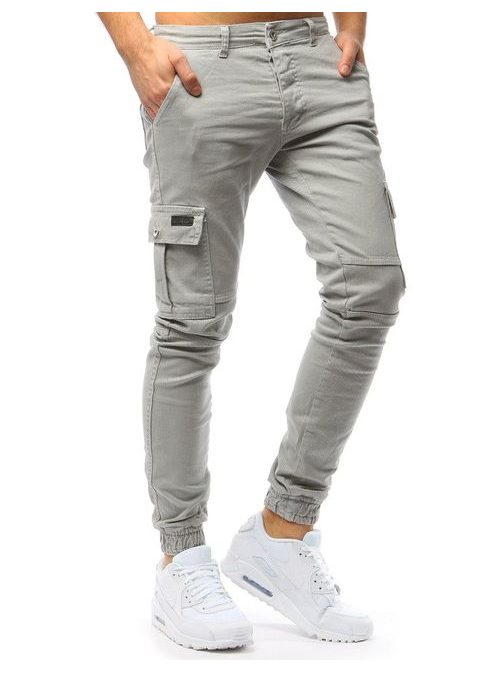 Béžové jogger kalhoty s bočními kapsami